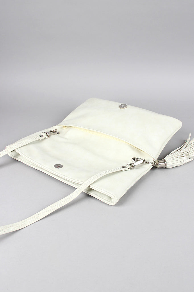 Tassel Double Stitched Crossbody Bag