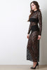 Baroque Lace Long Sleeve Maxi Dress