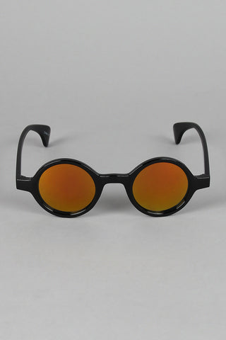 Horn Rim Mirrored Lens Sunglasses