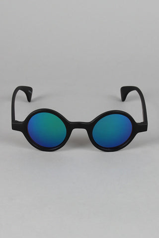 Matte Horn Rim Mirrored Sunglasses