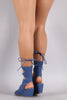 Liliana Denim Lace Up Mid Calf Gladiator Wedge