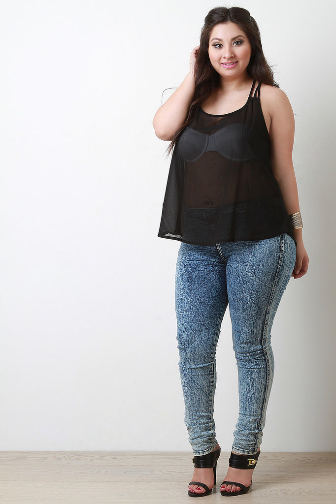 Crochet Patch Cage Back Top