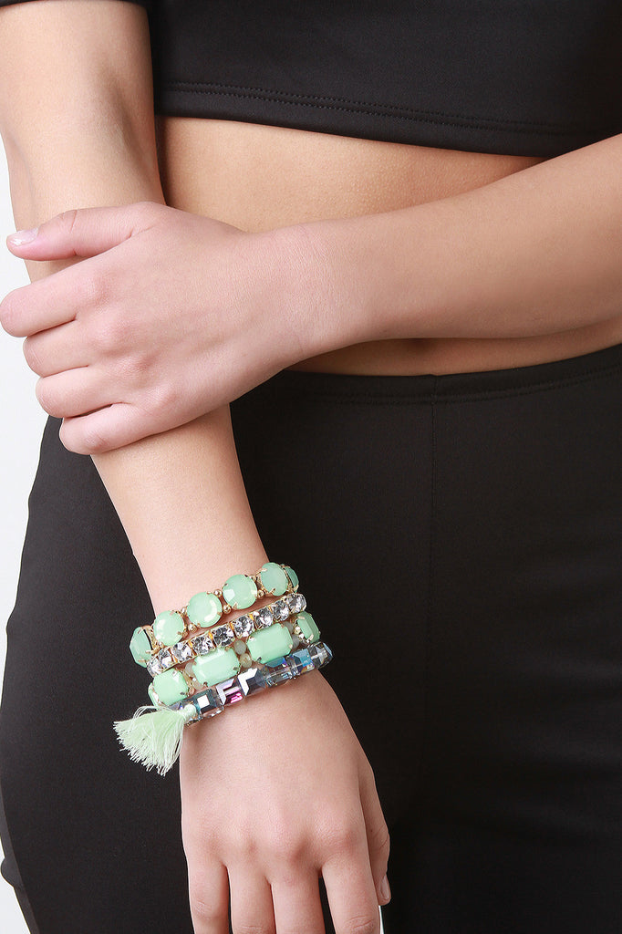 Opaque Pastel Gem Bracelet Set