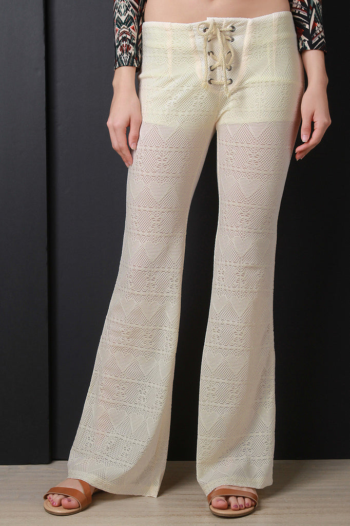 Lace-Up Bell Bottom Pants