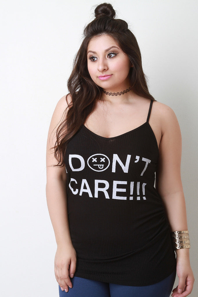 I Don't Care Graphic Print Top