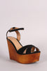 Bamboo Crisscross Ankle Strap Wooden Platform Mule Wedge