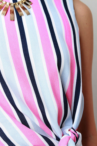 Striped Side Knot Crop Top