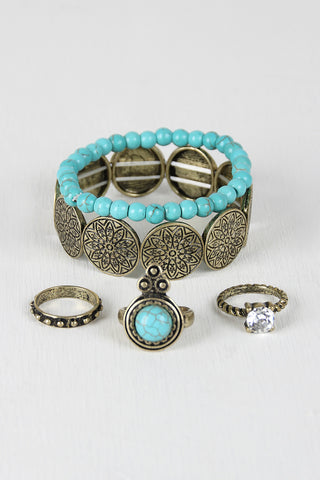 Southwestern Stone Bracelet and Ring Set