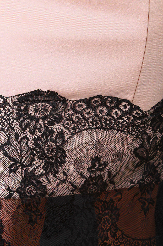 Cutout Lace Hem Bodycon Midi Dress