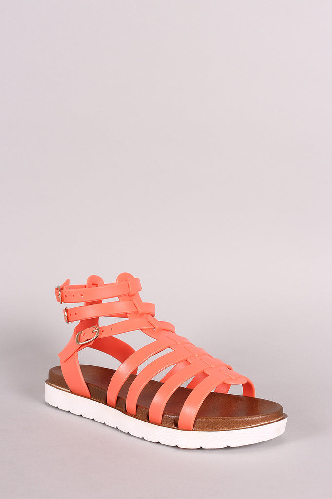 Buckled Gladiator Jelly Footbed Flat Sandal