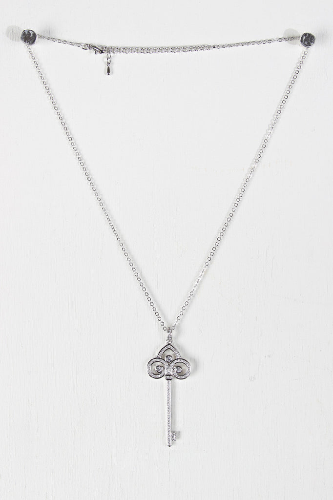 Rhinestone Key Pendant Necklace