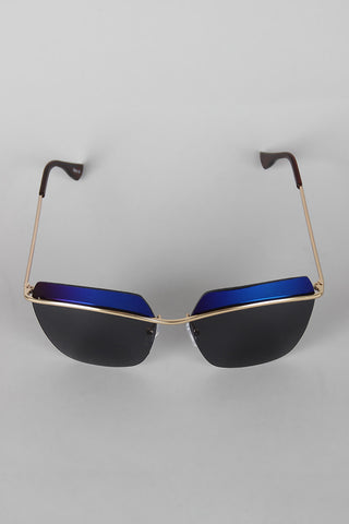 Two Tone Rimless Wide Sunglasses