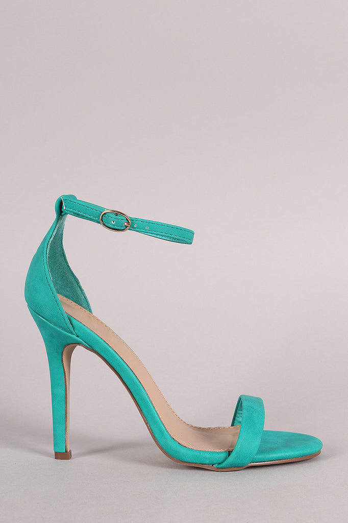 Breckelle Nubuck Thin Ankle Strap Stiletto Heel