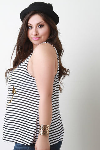 Find Your Anchor Graphic Print Stripe Top