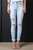Distressed Light Stone Wash Low Rise Jeans