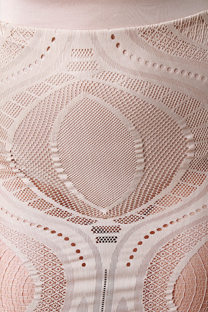 Oval Mesh Lace Pattern Midi Skirt