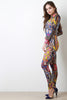 Semi-Sheer Tribal Mesh Long Sleeve Jumpsuit