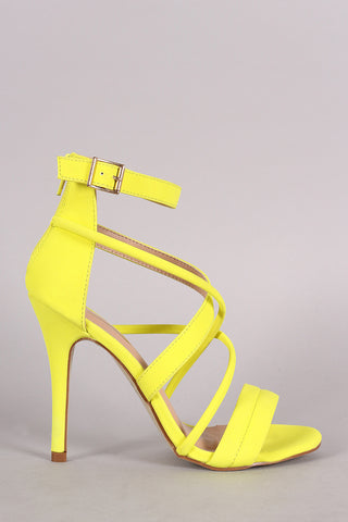 Nubuck Ankle Strap Crisscross Open Toe Heel