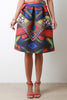 Geo Print Scuba Box Pleated A-Line Skirt