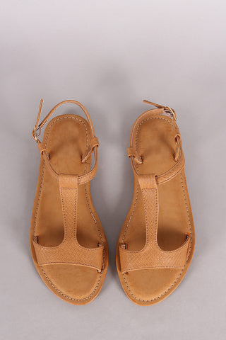 Bamboo Strappy Lug Sole Flat Sandal