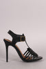 Anne Michelle Huarache Woven T-Strap Heel