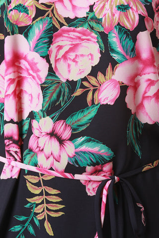 Floral Print High Slit Sleeveless Waist-Tie Maxi Dress