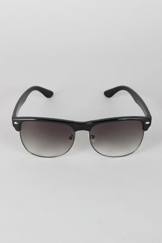 Semi-Rimless Metal and Plastic Sunglasses