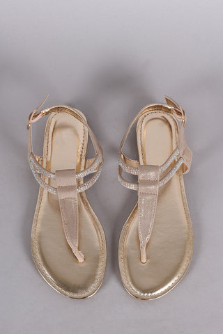 Bamboo Strappy Lug Sole Flat Sandal