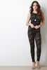 Distressed Hole Pattern Boat Neck Jumpsuit