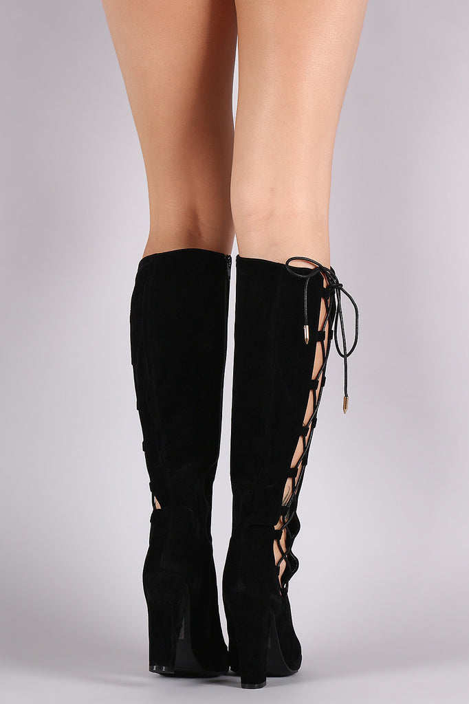 Shoe Republic LA Lace Up Knee High Boots