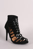 Anne Michelle Nubuck Caged Peep Toe Stiletto Heel