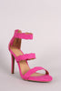 Anne Michelle Suede Triple Scalloped Straps Stiletto Heel