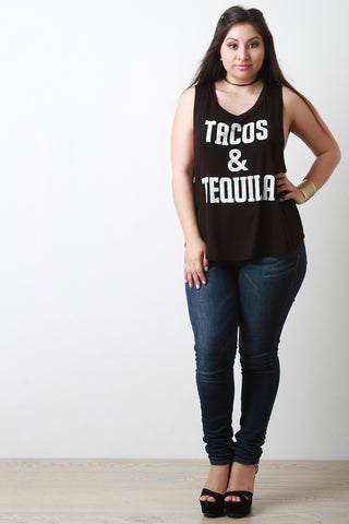 Tacos & Tequila Sleeveless Dropped Armhole Top