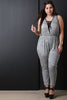 Marled Knit Crisscross Lace-up Hoodie Jumpsuit