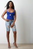 Light Wash Distressed Bermuda Shorts