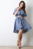 Chambray Bow A-Line Skirt