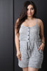Marled Knit Button-Up Cami Romper
