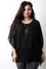 Chiffon Poncho Overlay Teardrop Necklace Top