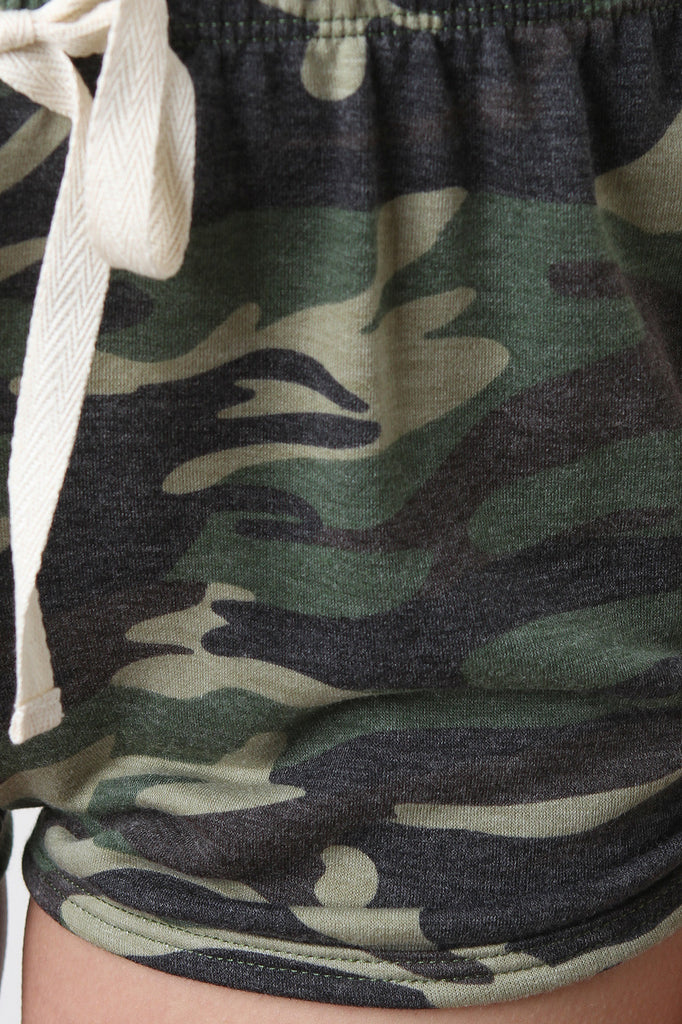 Camouflage Knit Drawstring Shorts