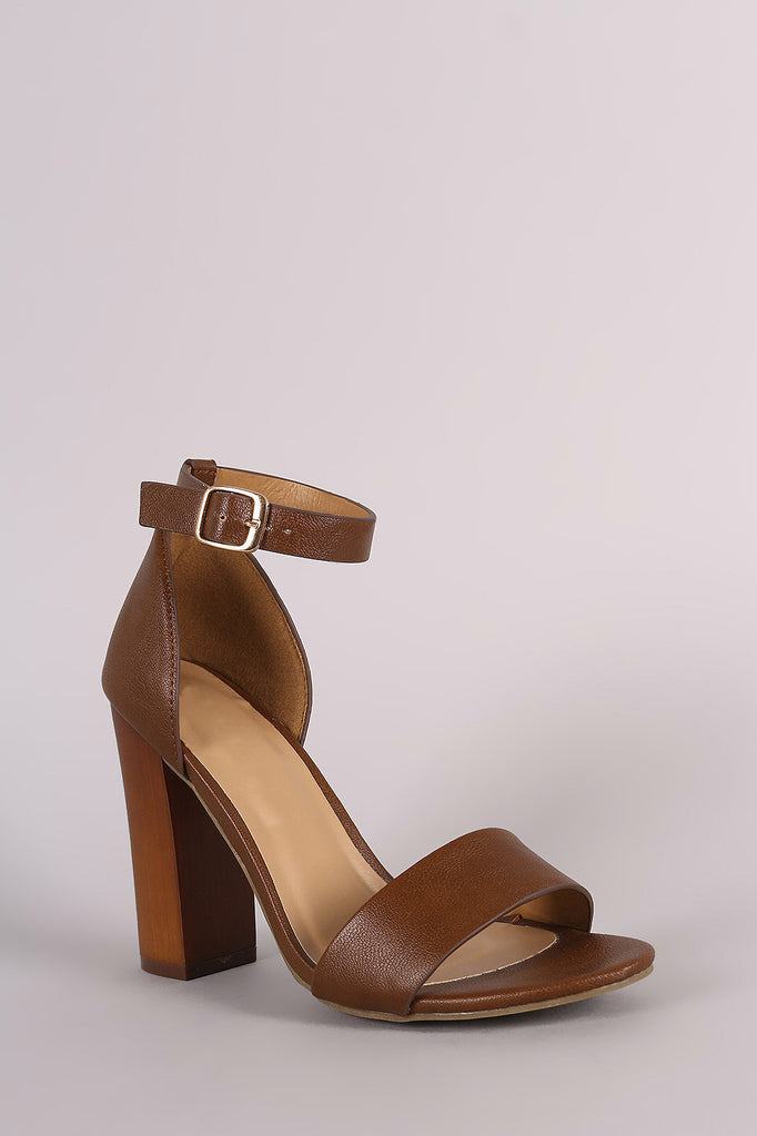 Bamboo Open Toe Ankle Strap Chunky Heel