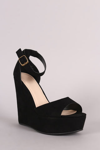 Bamboo Suede One Band Platform Wedge