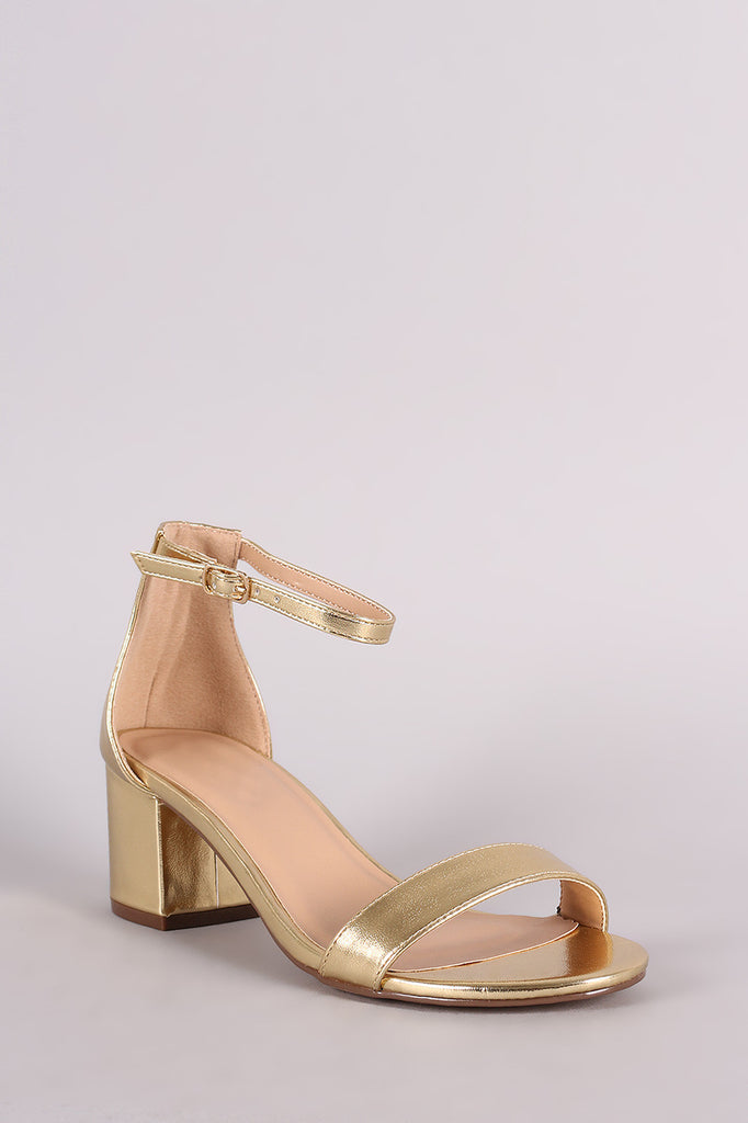 Metallic Single Band Open Toe Chunky Heel