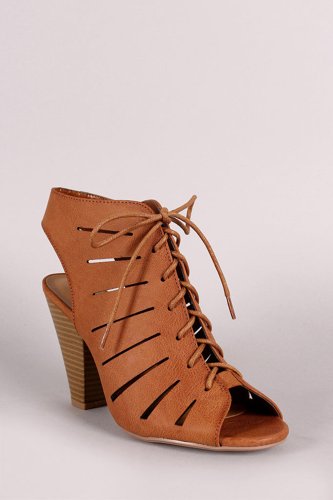 City Classified Cutout Lace-Up Mule Heel