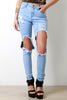 Distressed Wide Knee Hole Jeans