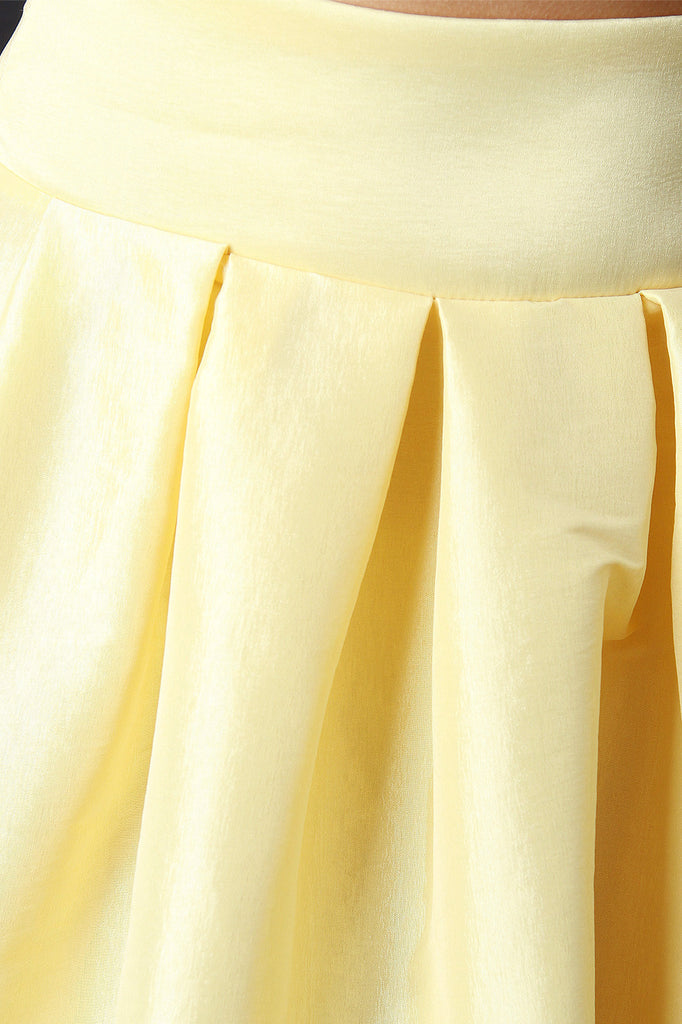 Taffeta High-Low Pleated Back Bow Skirt