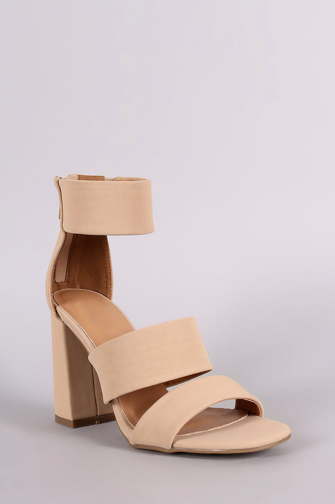 Bamboo Double Band Ankle Cuff Chunky Heel