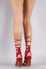 Anne Michelle Suede Strappy Lace-Up Stiletto Heel