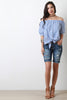 Distressed Frayed Hem Bermuda Denim Shorts