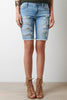 Distressed Frayed Hem Bermuda Denim Shorts