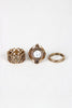 Floral Cutout and Stone Ring Set